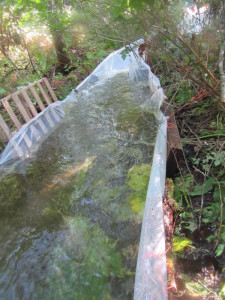 Slip and slide used to divert water from the work area. Photo by K Clouston